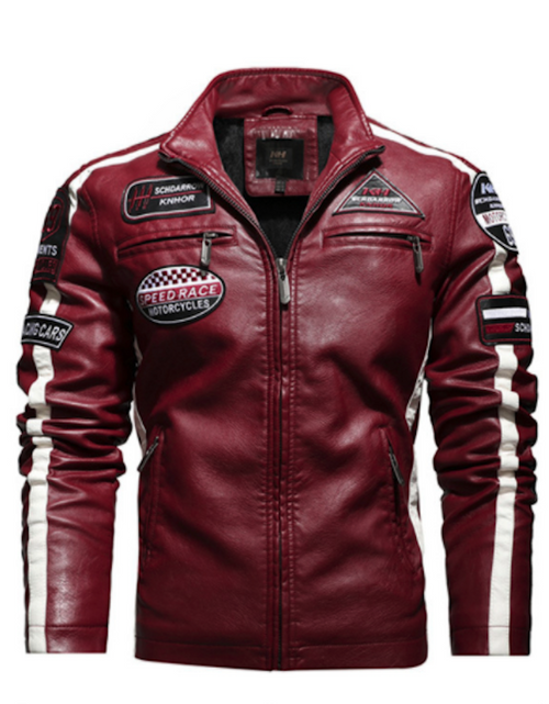 Load image into Gallery viewer, Mens Biker Vegan Leather Jacket With Badges
