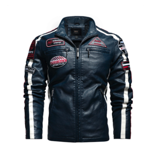 Load image into Gallery viewer, Mens Biker Vegan Leather Jacket With Badges
