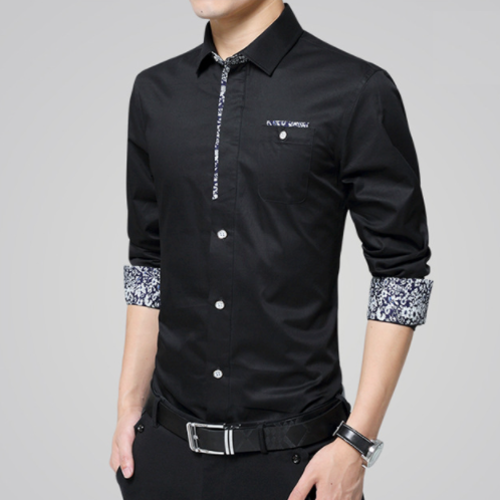 Load image into Gallery viewer, Mens Long Sleeve Button Down Shirt With Floral Details
