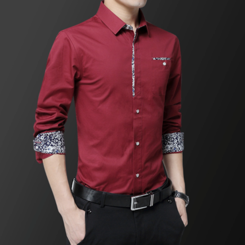 Load image into Gallery viewer, Mens Long Sleeve Button Down Shirt With Floral Details
