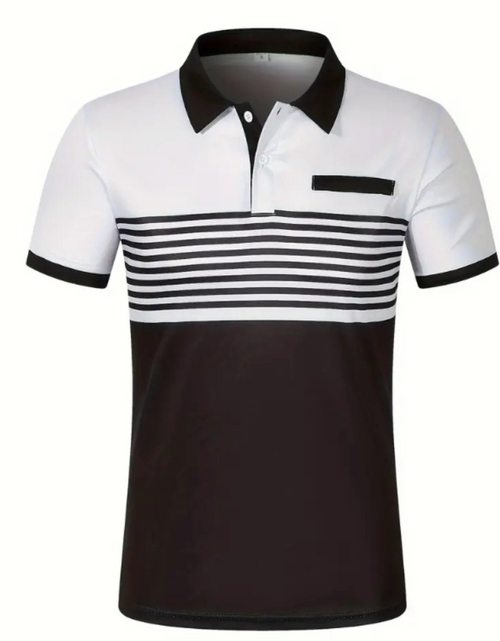 Load image into Gallery viewer, Mens Casual Stripe Short Sleeve Polo Shirt
