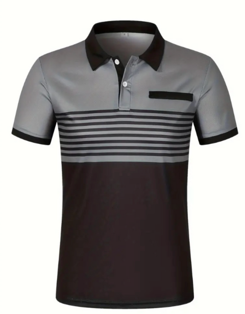 Load image into Gallery viewer, Mens Casual Stripe Short Sleeve Polo Shirt
