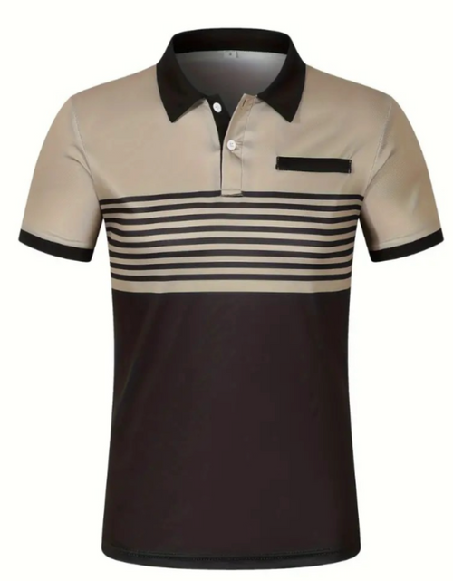 Load image into Gallery viewer, Mens Casual Stripe Short Sleeve Polo Shirt
