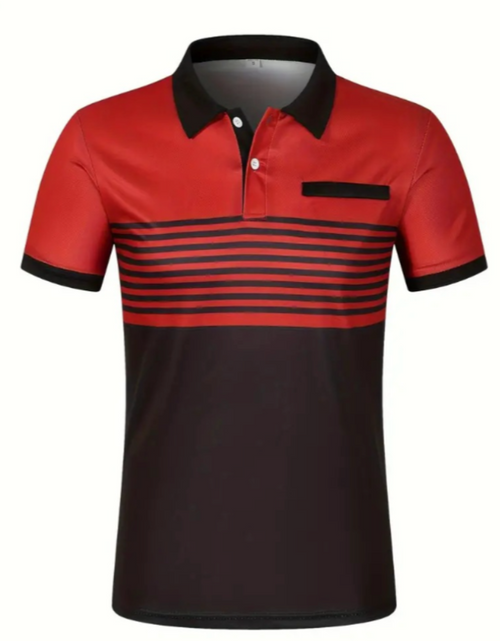 Load image into Gallery viewer, Mens Casual Stripe Short Sleeve Polo Shirt
