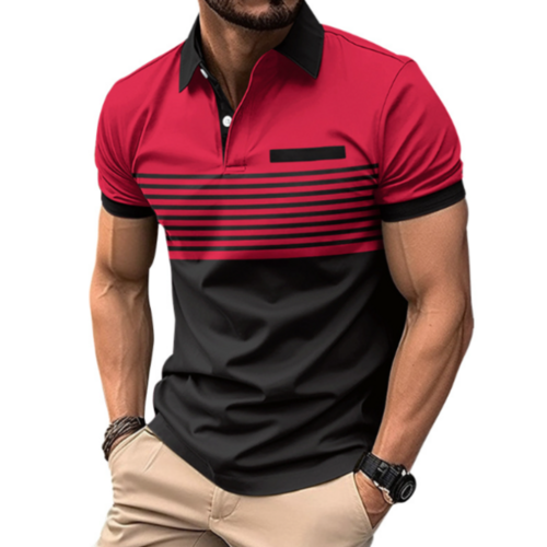 Load image into Gallery viewer, Mens Casual Stripe Short Sleeve Polo Shirt
