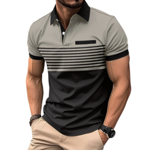 Load image into Gallery viewer, Mens Casual Stripe Short Sleeve Polo Shirt
