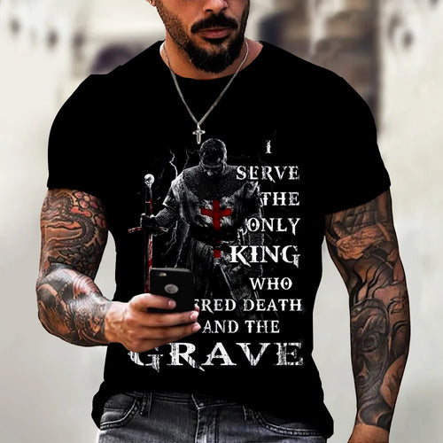 Load image into Gallery viewer, Vintage T-Shirt Men&#39;S 3D Knight Print T Shirt Summer Street Hip Hop
