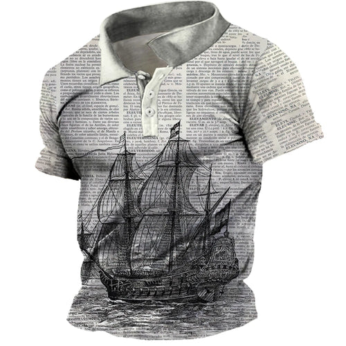 Load image into Gallery viewer, Men&#39;s Vintage Polo Shirts 3d Print Compass Shirt Lapel Male Casual
