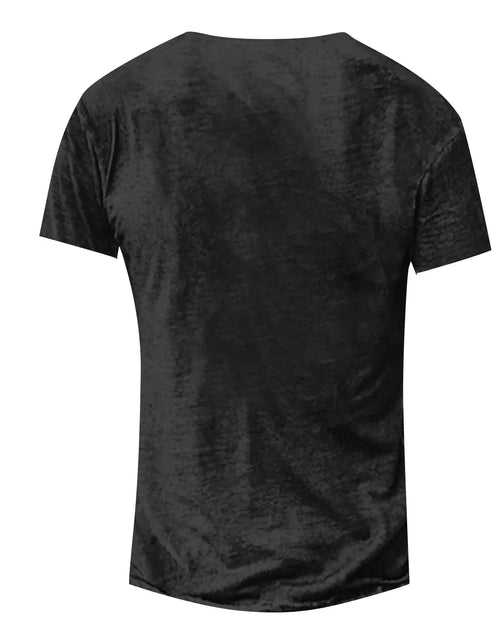 Load image into Gallery viewer, Men Henley Collar T Shirt V-Neck Short Sleeve Tops Breathable Tee
