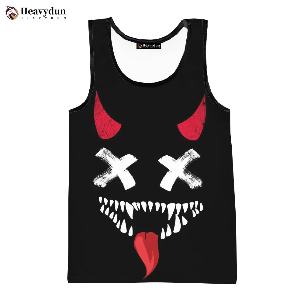 Devil Smiling Face 2023 Fashion Summer Men Tank Tops Sleeveless Spring