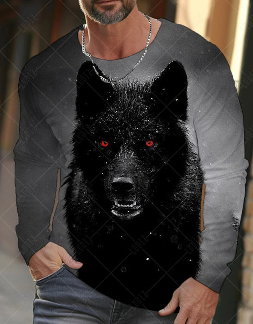 Load image into Gallery viewer, Men&#39;s T Shirts Vintage Animal Wolf Long Sleeve Tops Autumn Sweatshirt
