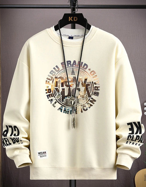 Load image into Gallery viewer, Autumn Men&#39;s Sweatshirt Khaki O Neck Harajuku Exclusive Design Top
