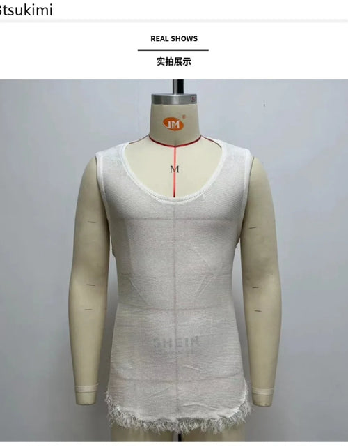 Load image into Gallery viewer, New 2024 Summer Vintage Ripped Knitted Tank Tops Men Slit Design Vest
