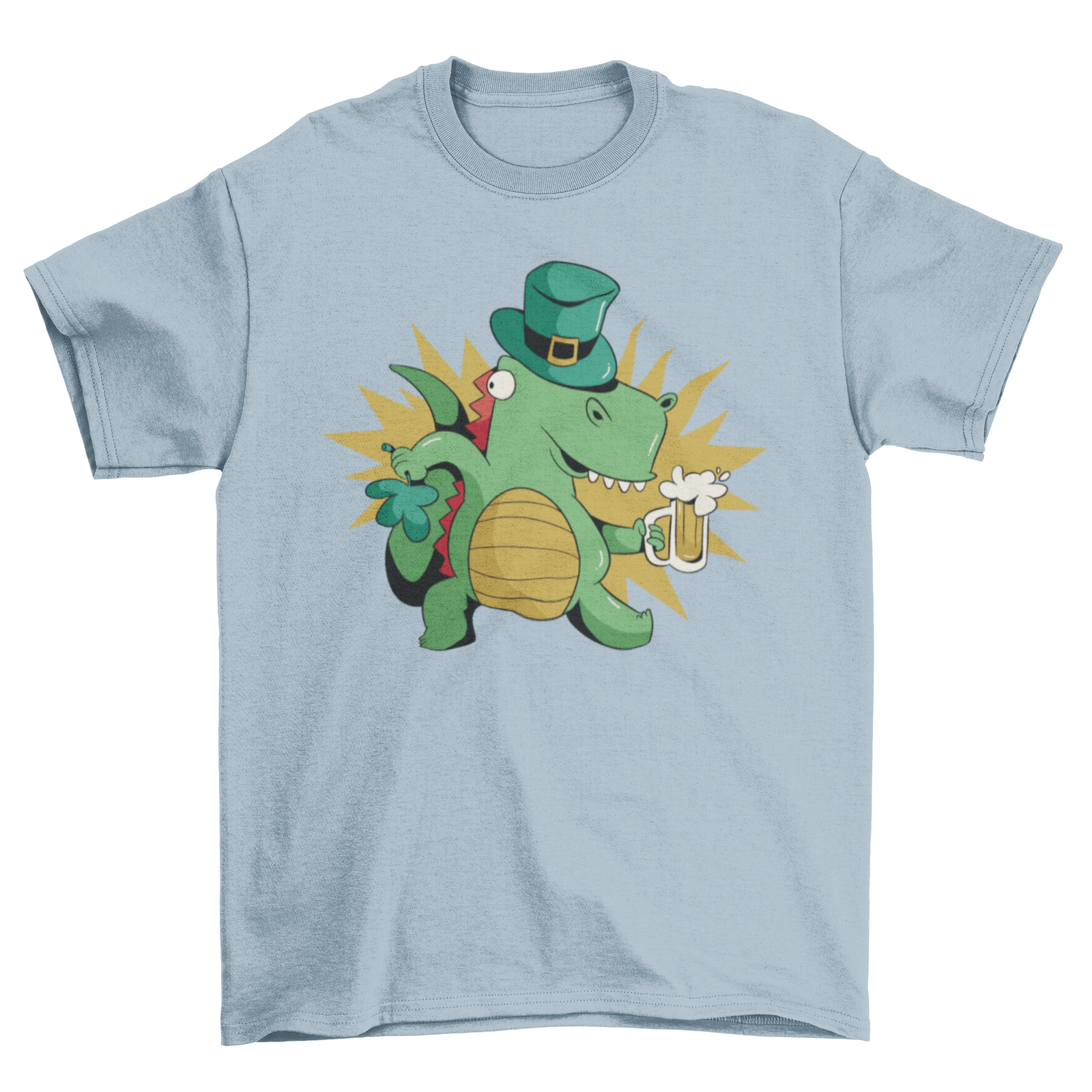 St patricks dinosaur with beer t-shirt