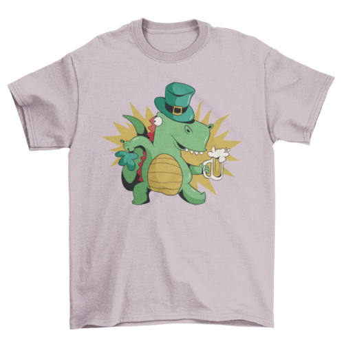 St patricks dinosaur with beer t-shirt