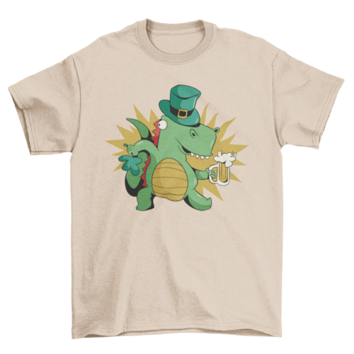 Load image into Gallery viewer, St patricks dinosaur with beer t-shirt
