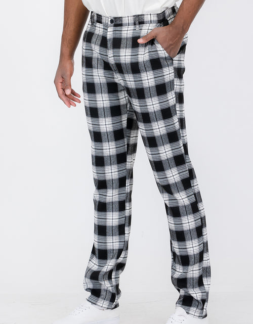 Load image into Gallery viewer, Plaid Slim Fit Trouser Pants
