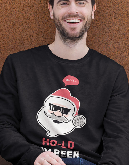 Load image into Gallery viewer, Mens Ho Ho Ho Santa Beer Crewneck Sweatshirt
