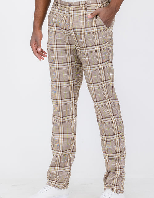 Load image into Gallery viewer, Plaid Slim Fit Trouser Pants
