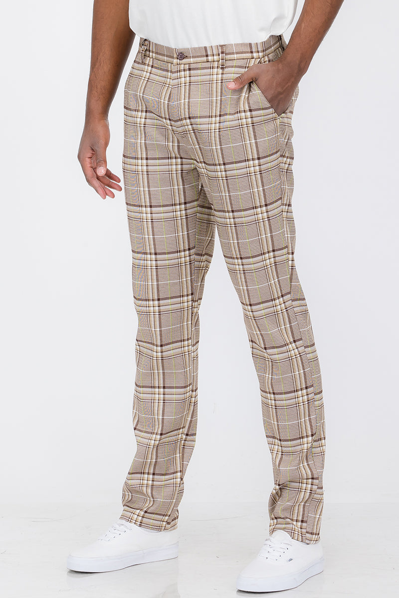 Plaid Slim Fit Trouser Pants