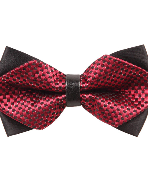 Load image into Gallery viewer, Diamond Tip Pre-Tied Bow Tie - Checkered Red &amp; Black
