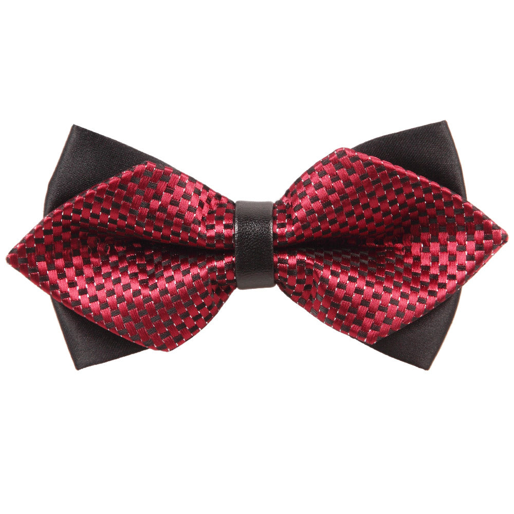 Diamond Tip Pre-Tied Bow Tie - Checkered Red & Black