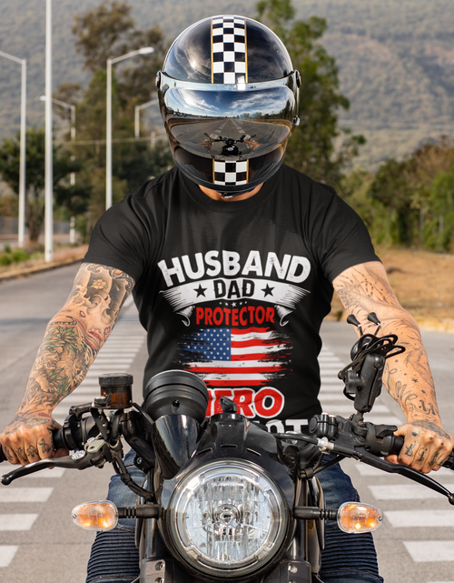 Load image into Gallery viewer, Husband, Dad, Protector, Hero, Patriot Short Sleeve T Shirt
