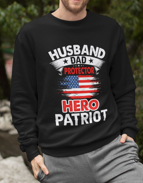 Load image into Gallery viewer, Husband, Dad, Protector, Hero, Patriot Crewneck Sweatshirt
