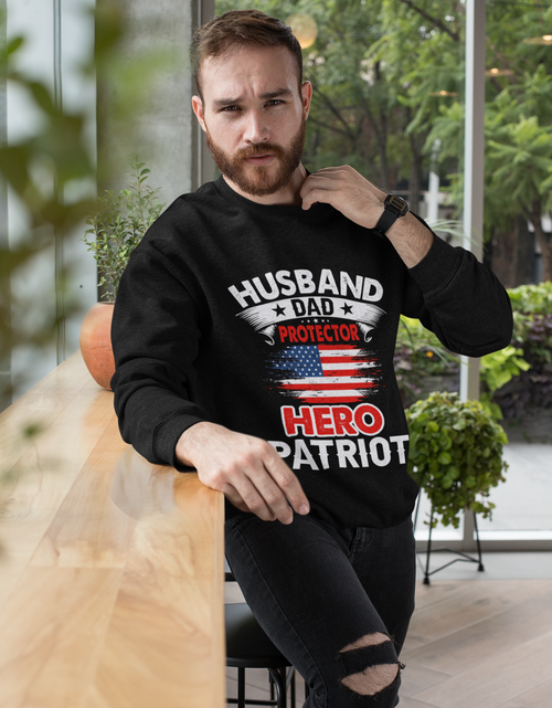 Load image into Gallery viewer, Husband, Dad, Protector, Hero, Patriot Crewneck Sweatshirt
