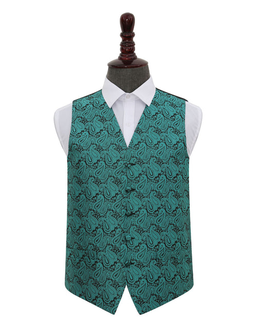 Load image into Gallery viewer, Paisley Waistcoat - Teal, 50&#39;
