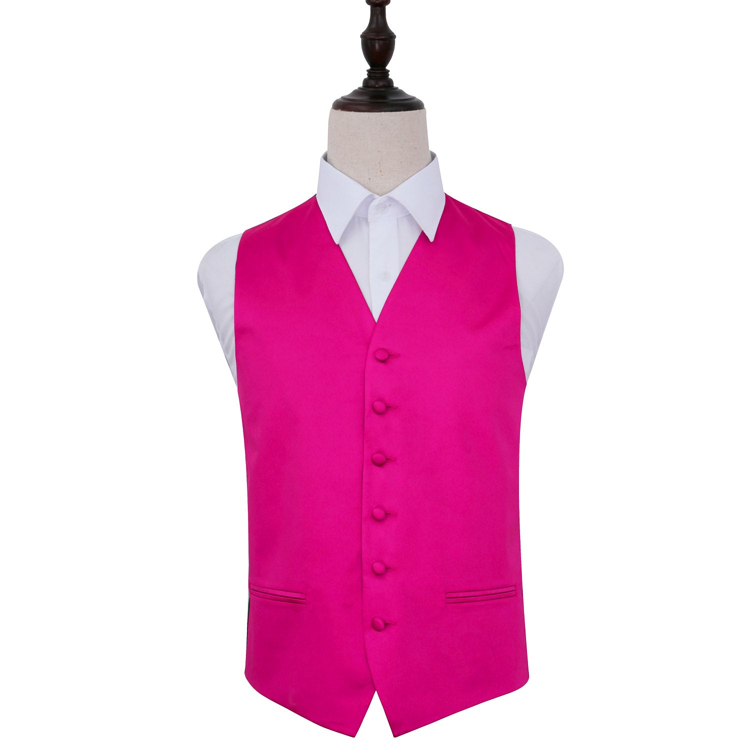 Plain Satin Waistcoat - Hot Pink, 50'