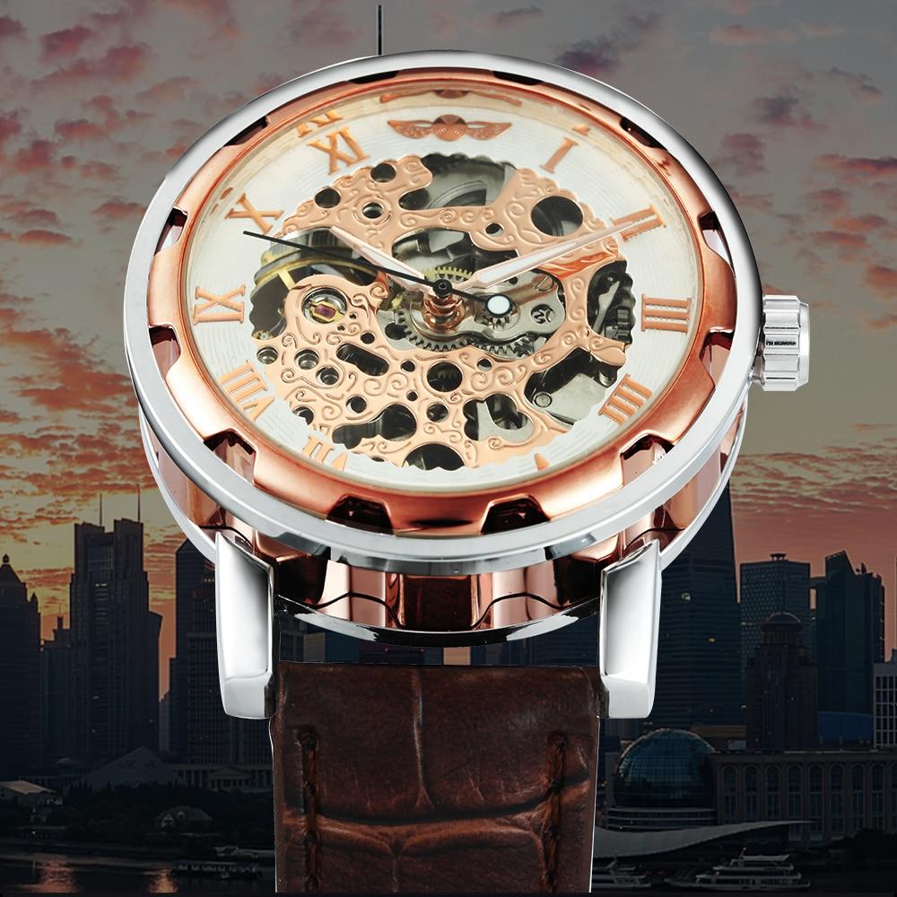 Watch Mechanical Mens Watches Top Brand Luxury Leather Skeleton