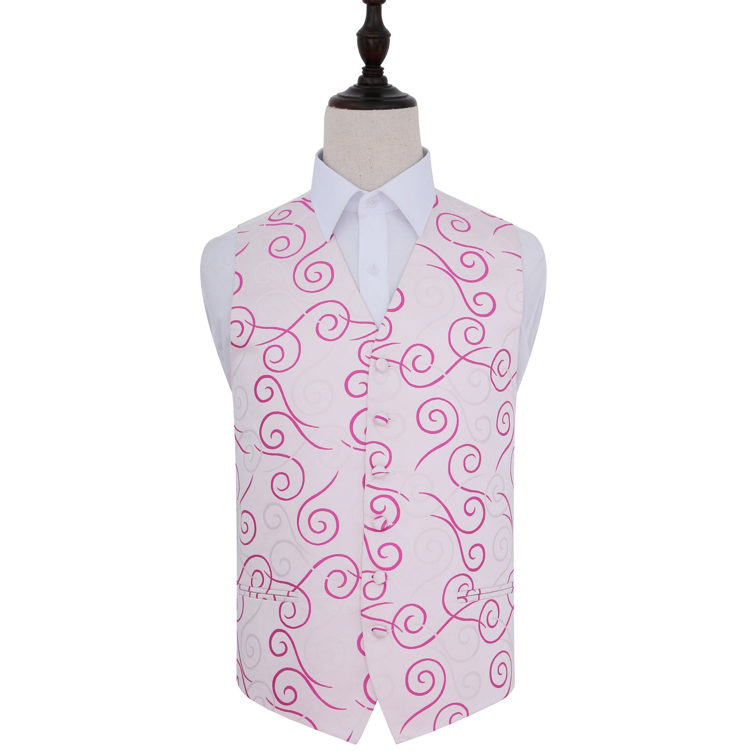 Scroll Waistcoat - Ivory & Hot Pink, 44'