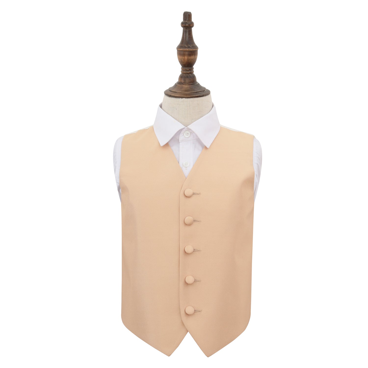 Solid Check Waistcoat - Boys - Champagne, 28'