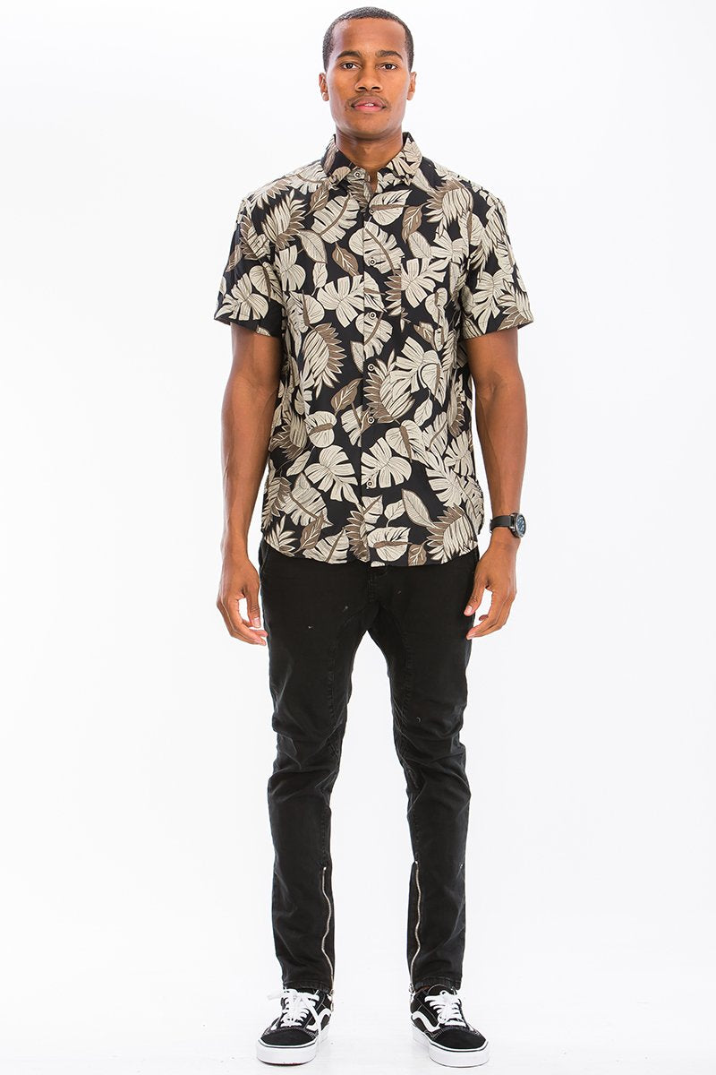 Hawaiian Print Button Down Shirt