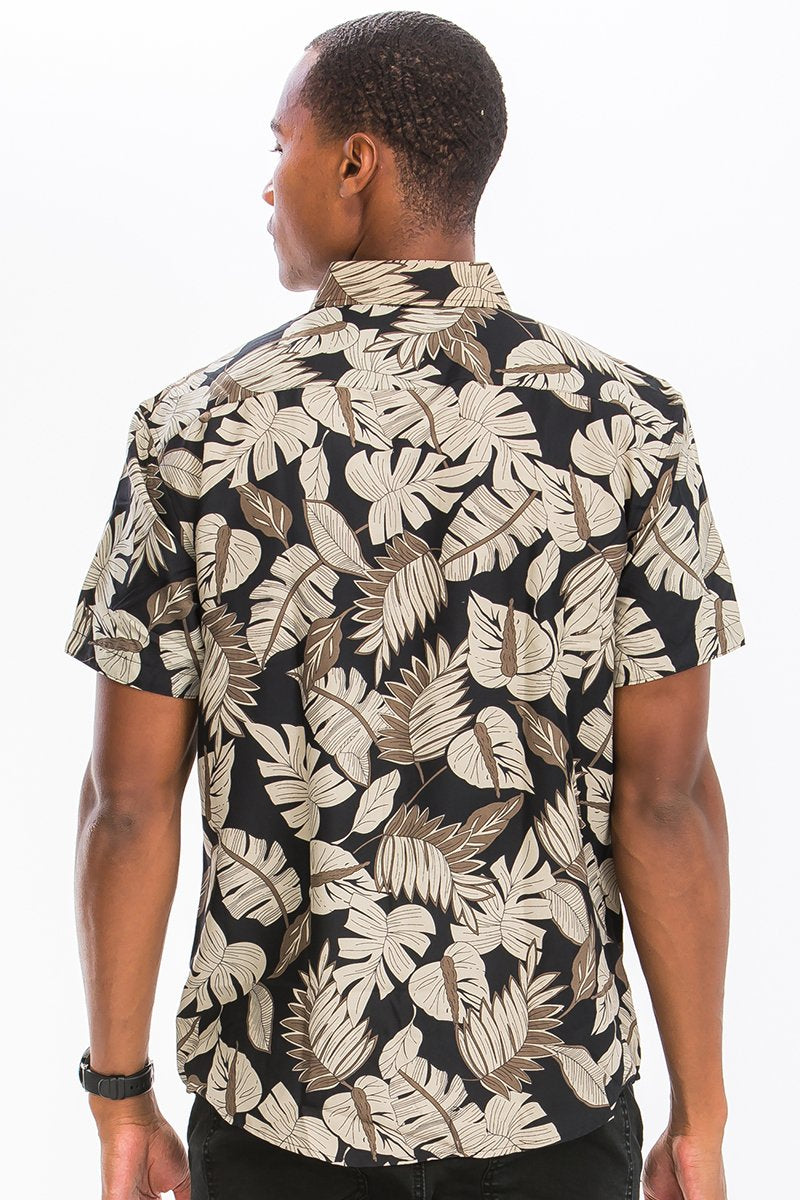 Hawaiian Print Button Down Shirt