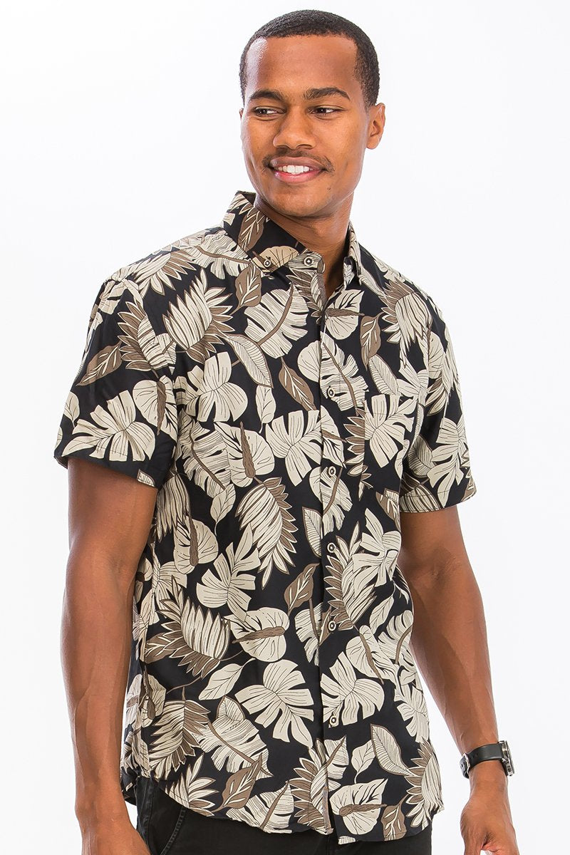 Hawaiian Print Button Down Shirt